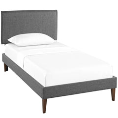 Amaris Gray Fabric Twin Platform Bed with Squared Tapered Legs - Ornate Home