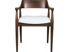 Amaroo Honey Date Solid Mango Linen Upholstered Dining Arm Chair - Ornate Home
