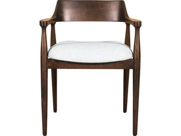 Amaroo Honey Date Solid Mango Linen Upholstered Dining Arm Chair - Ornate Home