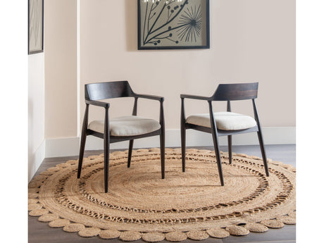 Amaroo Honey Date Solid Mango Linen Upholstered Dining Arm Chair - Ornate Home