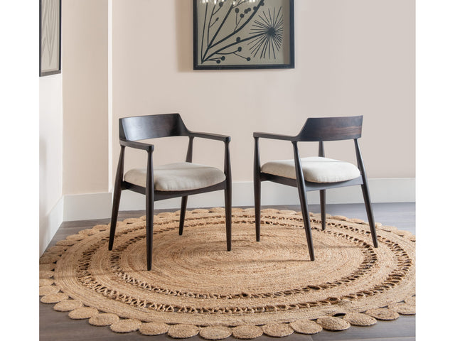 Amaroo Honey Date Solid Mango Linen Upholstered Dining Arm Chair - Ornate Home