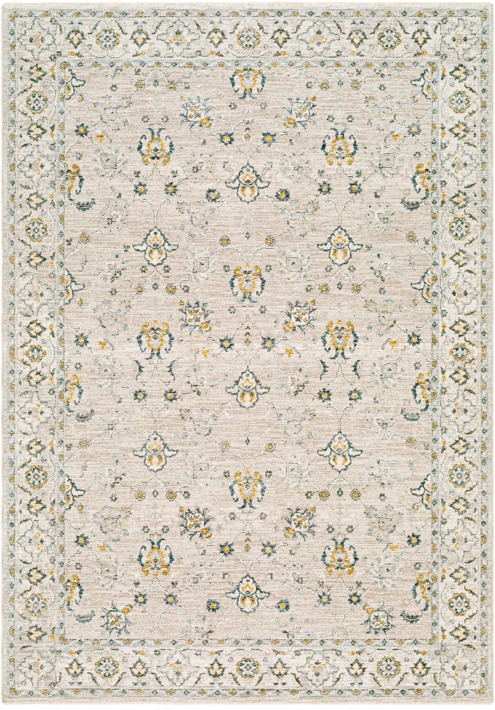 Amaru Cream & Sage Textured Rug with Fringes - Ornate Home