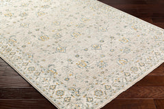 Amaru Cream & Sage Textured Rug with Fringes - Ornate Home