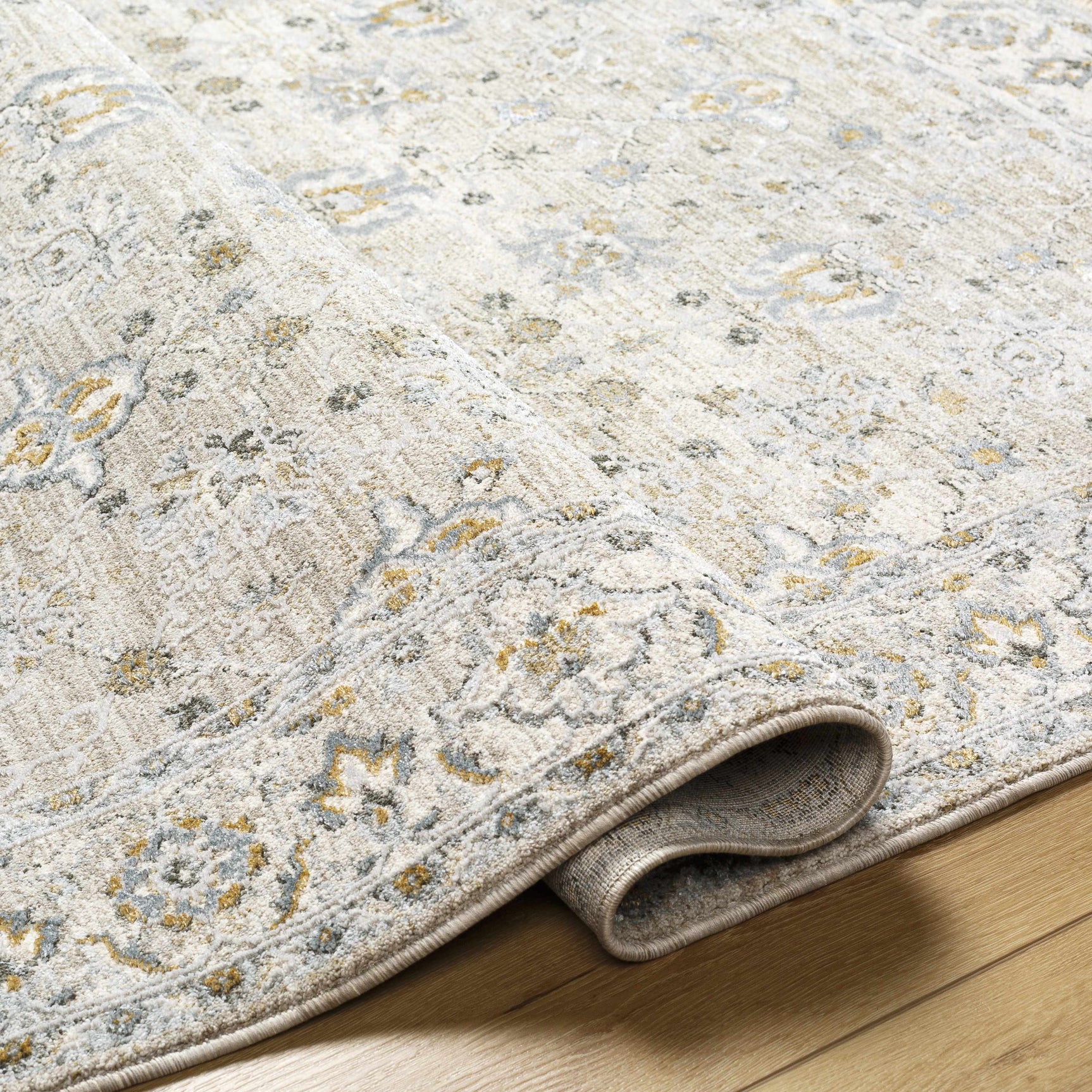 Amaru Cream & Sage Textured Rug with Fringes - Ornate Home
