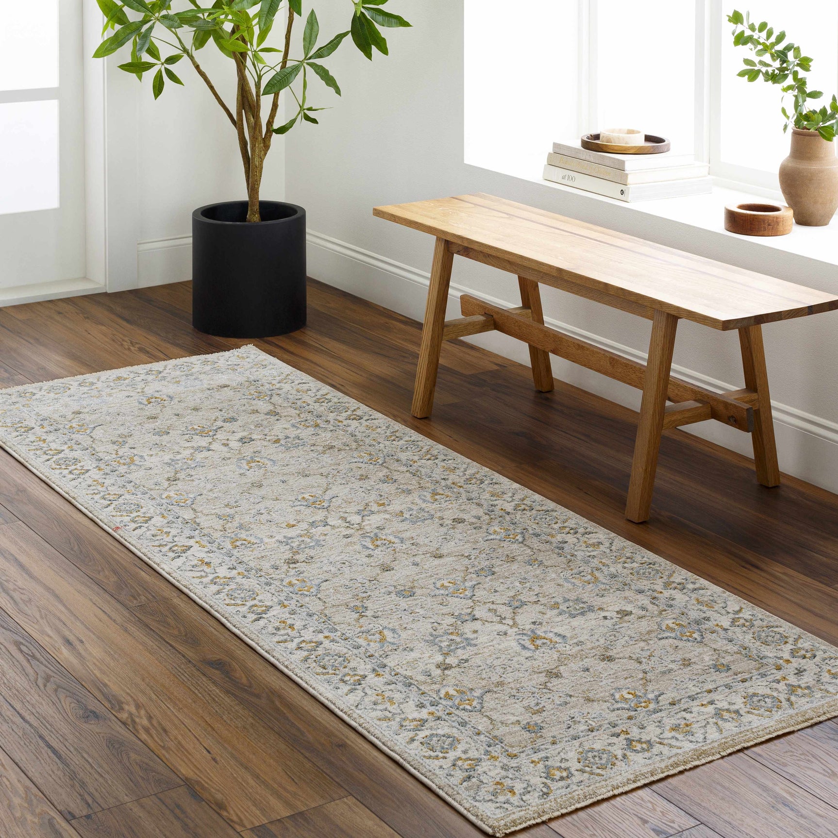 Amaru Cream & Sage Textured Rug with Fringes - Ornate Home