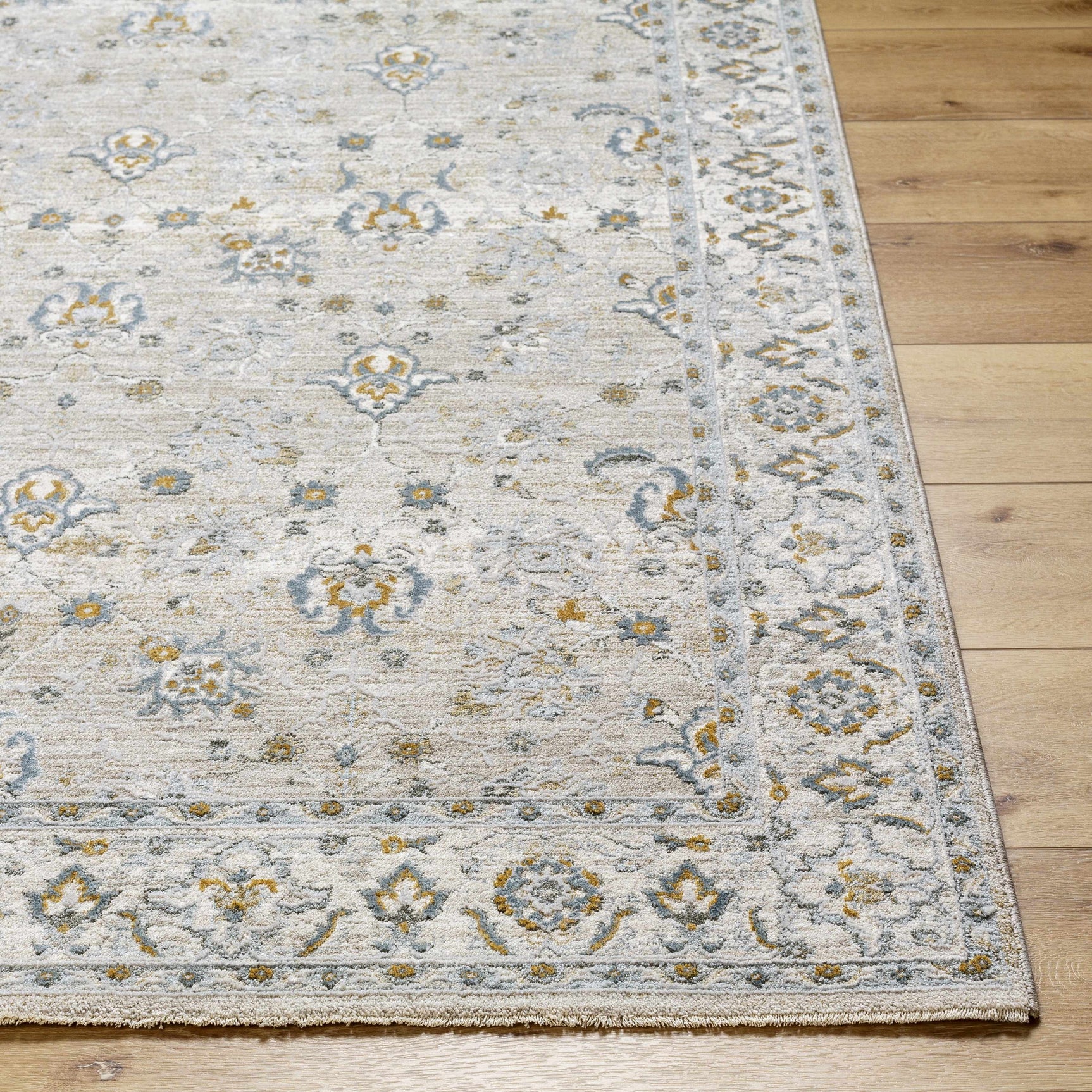Amaru Cream & Sage Textured Rug with Fringes - Ornate Home