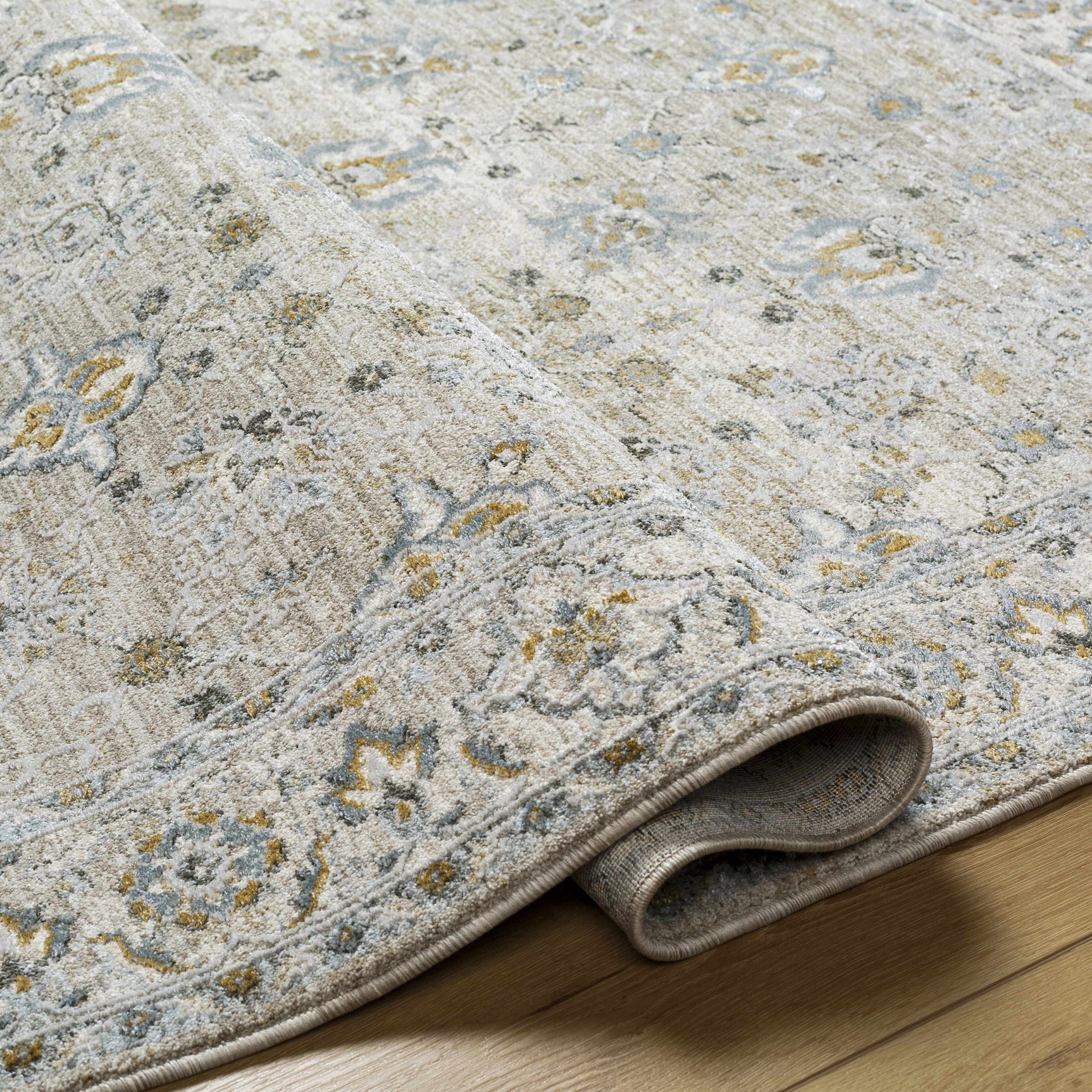 Amaru Cream & Sage Textured Rug with Fringes - Ornate Home