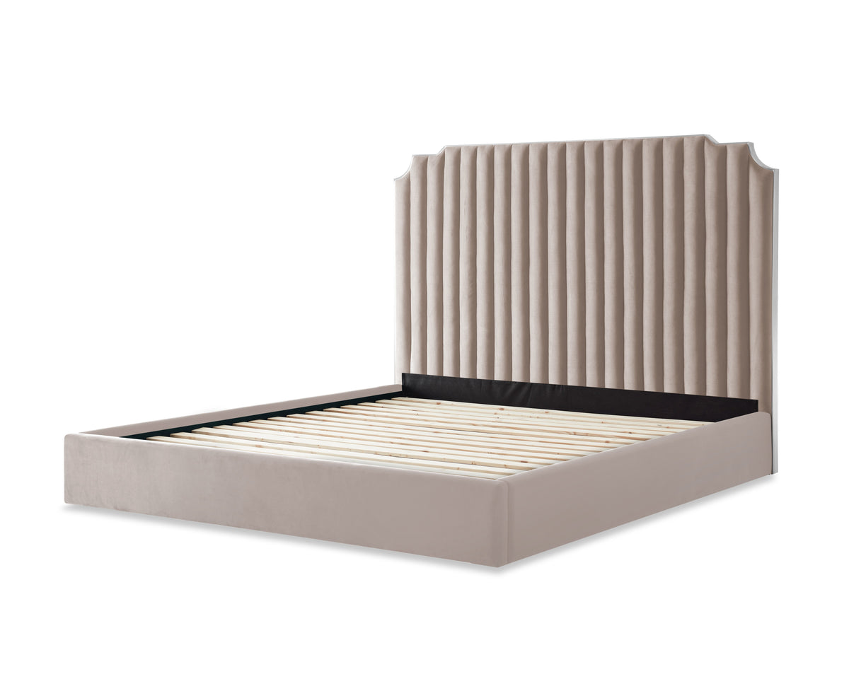 Amaryllis Chrome/Taupe King Lift Up Storage Bed