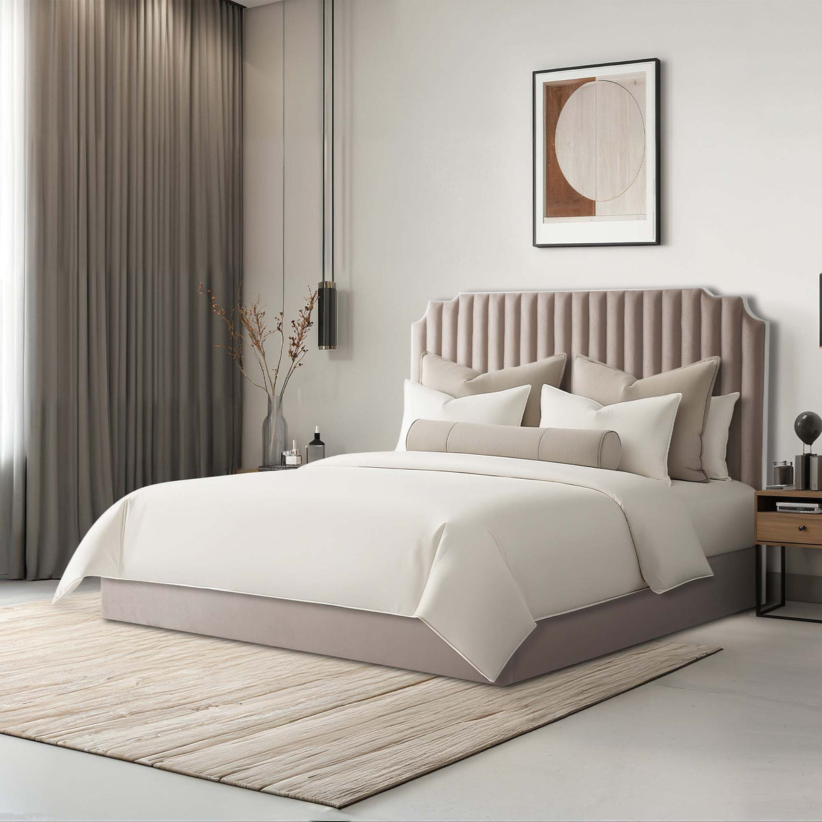 Amaryllis Chrome/Taupe King Lift Up Storage Bed