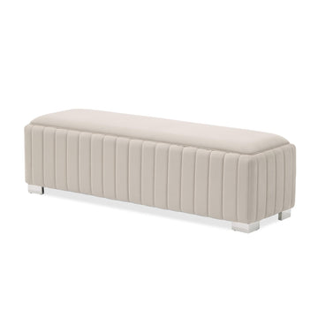 Amaryllis Chrome/Taupe Velvet Accent Bench - Ornate Home