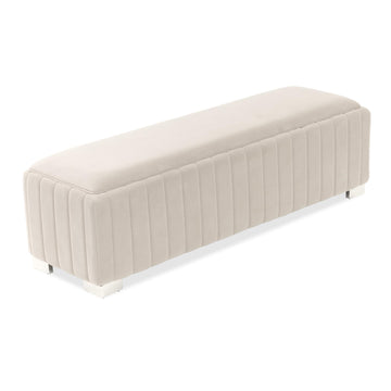 Amaryllis Chrome/Taupe Velvet Accent Bench - Ornate Home