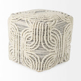 Amaya Cream/Black/Gray Wool and Cotton Pouf - Ornate Home