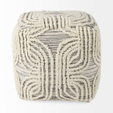 Amaya Cream/Black/Gray Wool and Cotton Pouf - Ornate Home
