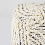 Amaya Cream/Black/Gray Wool and Cotton Pouf - Ornate Home