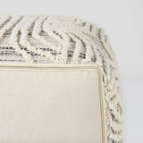 Amaya Cream/Black/Gray Wool and Cotton Pouf - Ornate Home