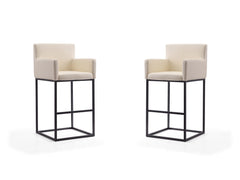 Ambassador Barstool in Cream and Black (set of 2) - Ornate Home