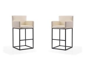 Ambassador Barstool in Cream and Black (set of 2) - Ornate Home