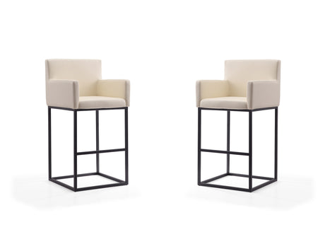 Ambassador Barstool in Cream and Black (set of 2) - Ornate Home