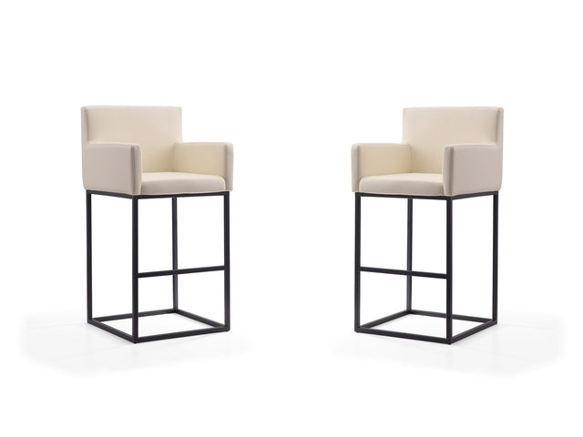 Ambassador Barstool in Cream and Black (set of 2) - Ornate Home