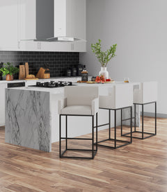 Ambassador Barstool in Cream and Black (set of 2) - Ornate Home