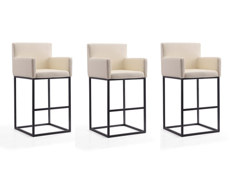 Ambassador Barstool in Cream and Black (set of 3) - Ornate Home
