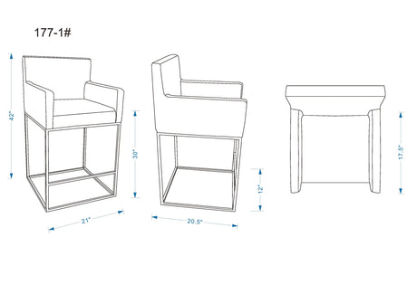 Ambassador Barstool in Cream and Black (set of 3) - Ornate Home