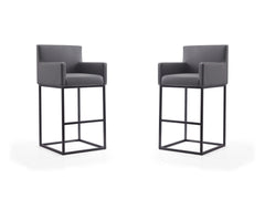 Ambassador Barstool in Grey and Black (set of 2) - Ornate Home