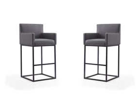 Ambassador Barstool in Grey and Black (set of 2) - Ornate Home