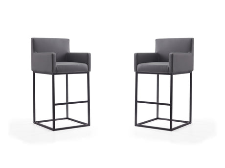 Ambassador Barstool in Grey and Black (set of 2) - Ornate Home