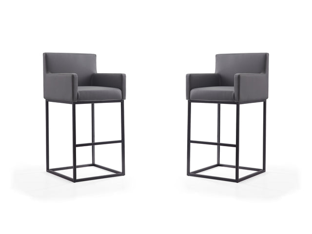 Ambassador Barstool in Grey and Black (set of 2) - Ornate Home