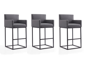 Ambassador Barstool in Grey and Black (set of 3) - Ornate Home
