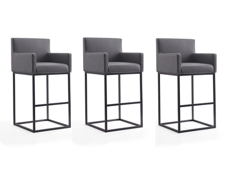 Ambassador Barstool in Grey and Black (set of 3) - Ornate Home