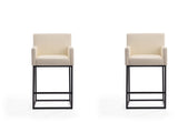 Ambassador Counter Stool in Cream and Black (set of 2) - Ornate Home