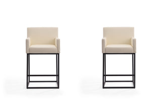 Ambassador Counter Stool in Cream and Black (set of 2) - Ornate Home