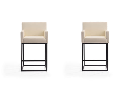 Ambassador Counter Stool in Cream and Black (set of 2) - Ornate Home
