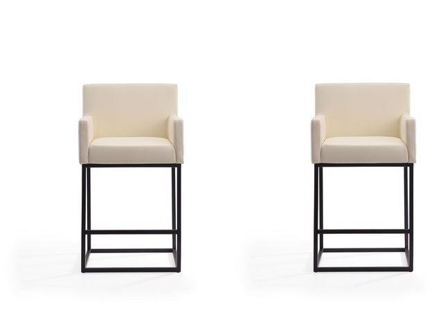 Ambassador Counter Stool in Cream and Black (set of 2) - Ornate Home