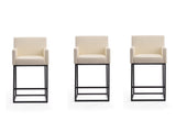 Ambassador Counter Stool in Cream and Black (set of 3) - Ornate Home