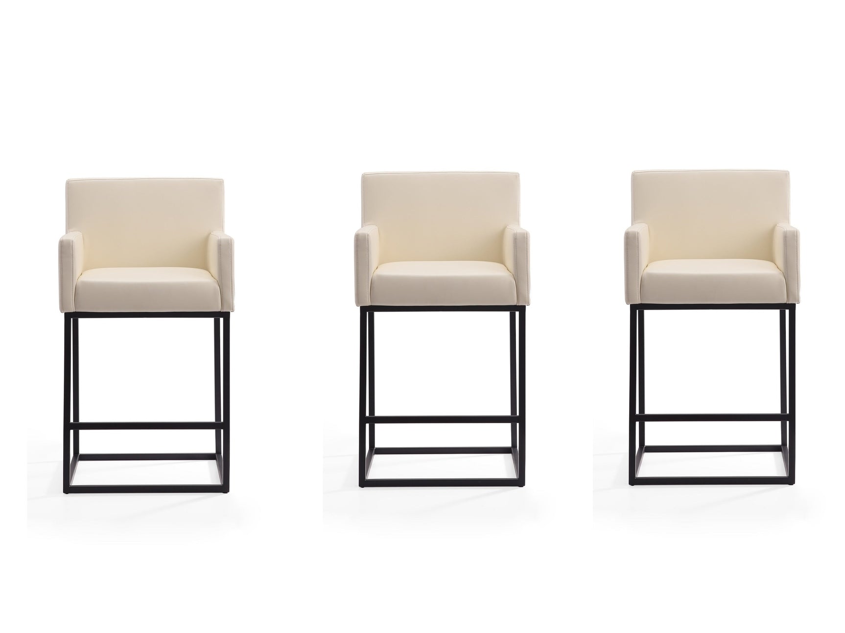 Ambassador Counter Stool in Cream and Black (set of 3) - Ornate Home