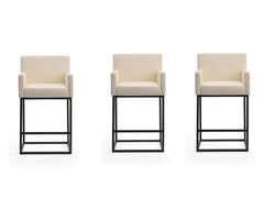 Ambassador Counter Stool in Cream and Black (set of 3) - Ornate Home