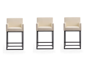 Ambassador Counter Stool in Cream and Black (set of 3) - Ornate Home