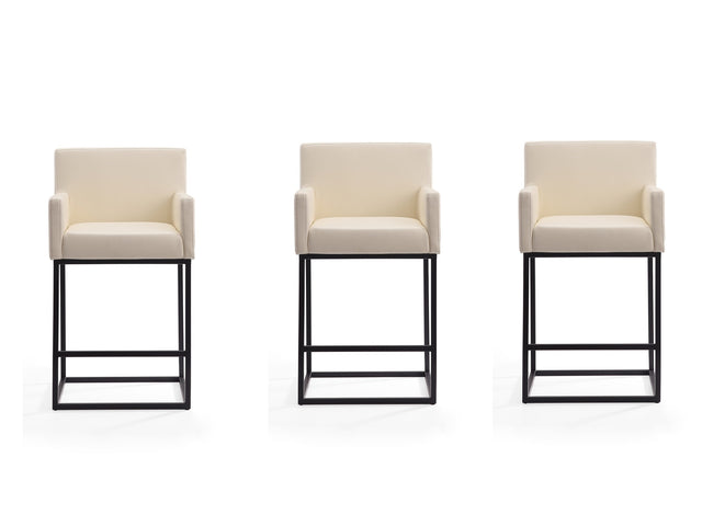 Ambassador Counter Stool in Cream and Black (set of 3) - Ornate Home
