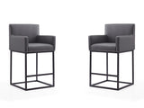 Ambassador Counter Stool in Grey and Black (set of 2) - Ornate Home