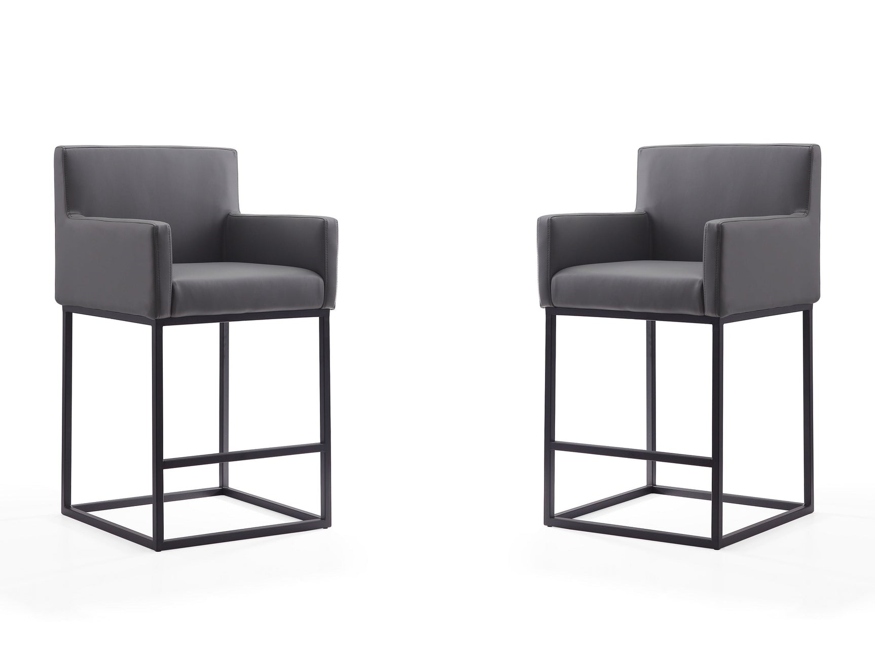 Ambassador Counter Stool in Grey and Black (set of 2) - Ornate Home