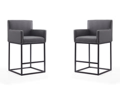 Ambassador Counter Stool in Grey and Black (set of 2) - Ornate Home