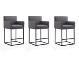 Ambassador Counter Stool in Grey and Black (set of 3) - Ornate Home
