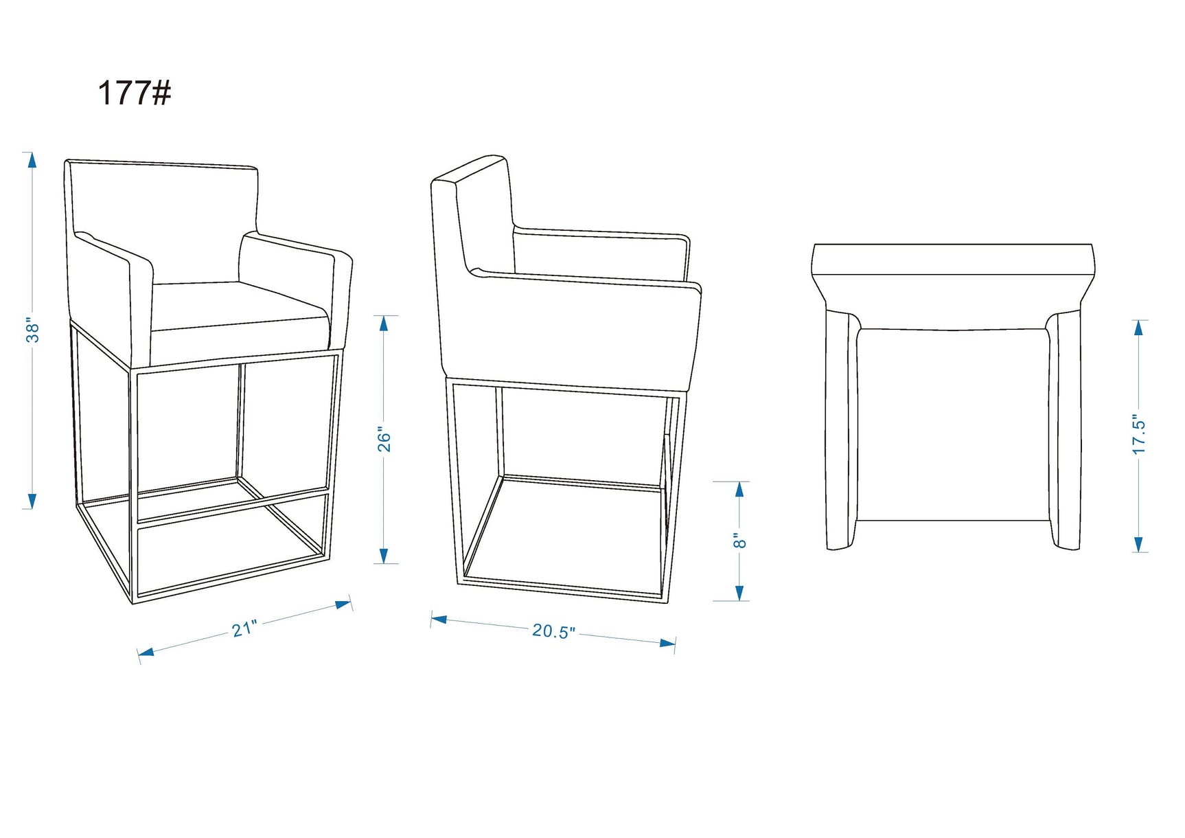 Ambassador Counter Stool in Grey and Black (set of 3) - Ornate Home