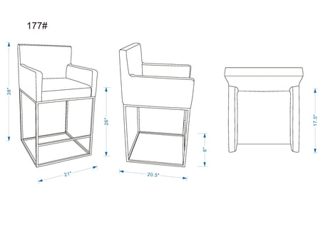 Ambassador Counter Stool in Grey and Black (set of 3) - Ornate Home