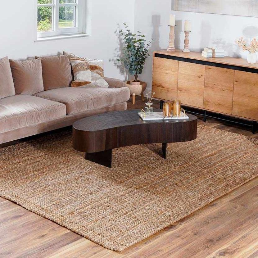 Ambel Chocolate Brown Camel Jute Area Rug - Ornate Home