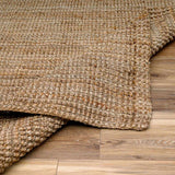 Ambel Chocolate Brown Camel Jute Area Rug - Ornate Home