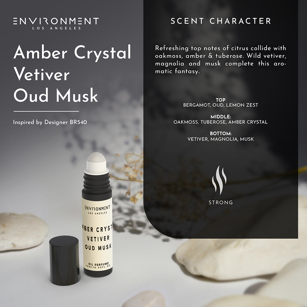 Amber Crystal | Vetiver | Oud Musk Roll-on Oil Perfume (Inspired by Baccarat Rouge 540®) - Ornate Home